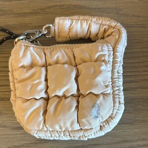 FREE PEOPLE mini Cream Quilted clip-on pouch